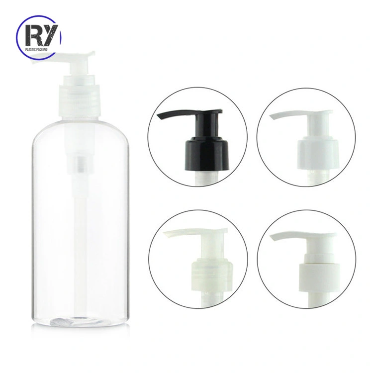 Wholesale 60ml 120ml 240ml 350ml 500ml 1000ml Pet Clear Round Plastic Boston Bottles with Pump Sprayer for Hand Soap Shampoo