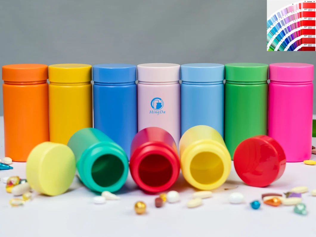 Food Grade HDPE Vitamins Cylindrical Bottle