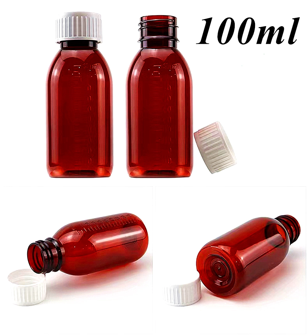 3oz 4oz 5oz Empty Round Amber Medicine Pet Cough Syrup Bottle